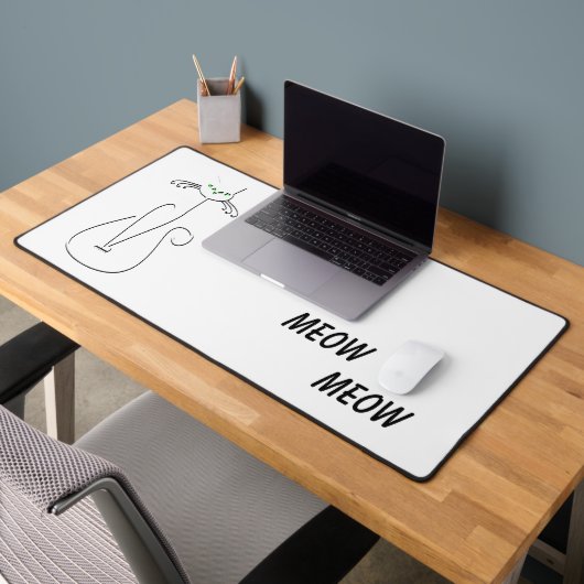 Slinky Black Cat Meow Custom Text Green Eyes Bureaumat (Kantoor 2)