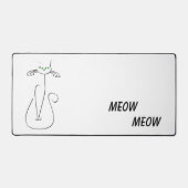 Slinky Black Cat Meow Custom Text Green Eyes Bureaumat (Voorkant)