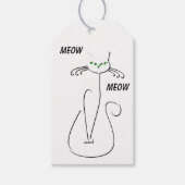 Slinky Black Cat Meow Custom Text Green Eyes Cadeaulabel (Voorkant)