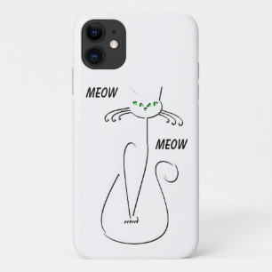 Slinky Black Cat Meow Custom Text Green Eyes Case-Mate iPhone Case