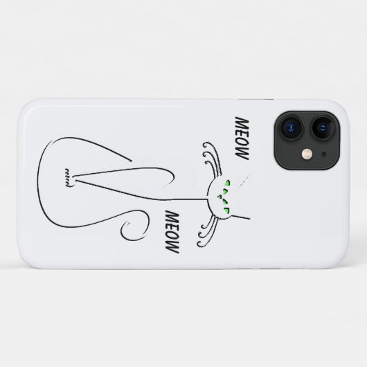 Slinky Black Cat Meow Custom Text Green Eyes Case-Mate iPhone Case (Achterkant (horizontaal))