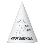 Slinky Black Cat Meow Custom Text Green Eyes Feesthoedjes (Voorkant)