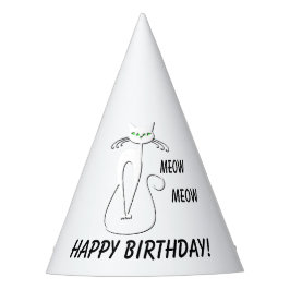 Slinky Black Cat Meow Custom Text Green Eyes Feesthoedjes