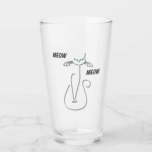 Slinky Black Cat Meow Custom Text Green Eyes Glas (Voorkant)