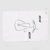 Slinky Black Cat Meow Custom Text Green Eyes Golfhanddoek (Horizontaal)