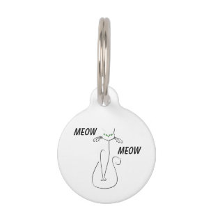 Slinky Black Cat Meow Custom Text Green Eyes Huisdierpenning
