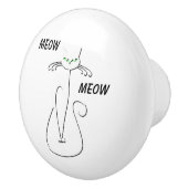Slinky Black Cat Meow Custom Text Green Eyes Keramische Knop (Rechts)