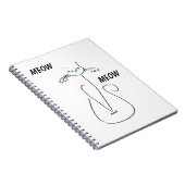 Slinky Black Cat Meow Custom Text Green Eyes Notitieboek (Rechterzijde)