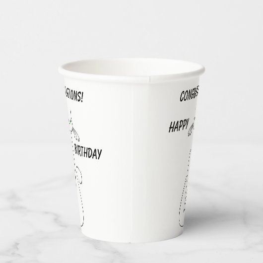 Slinky Black Cat Meow Custom Text Green Eyes Papieren Bekers (Rechts)