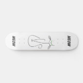 Slinky Black Cat Meow Custom Text Green Eyes Persoonlijk Skateboard (Horizontaal)