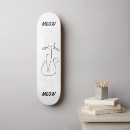 Slinky Black Cat Meow Custom Text Green Eyes Persoonlijk Skateboard