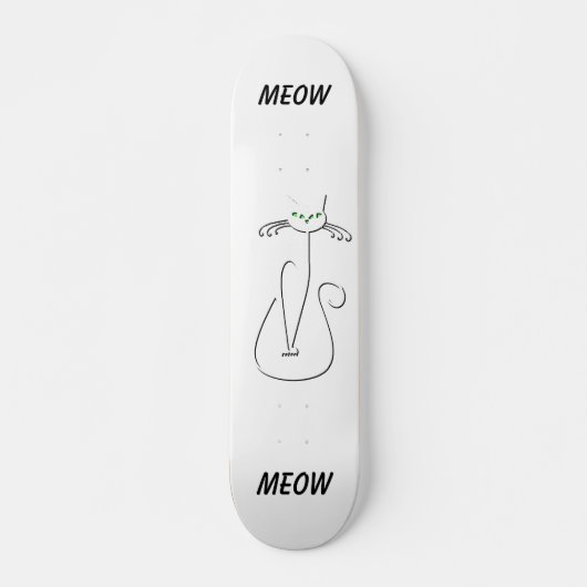 Slinky Black Cat Meow Custom Text Green Eyes Persoonlijk Skateboard (Voorkant)