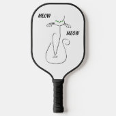 Slinky Black Cat Meow Custom Text Green Eyes Pickleball Paddle (Voorkant)