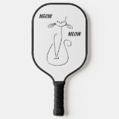 Slinky Black Cat Meow Custom Text Green Eyes Pickleball Paddle (Achterkant)
