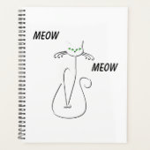 Slinky Black Cat Meow Custom Text Green Eyes Planner (Voorkant)