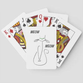 Slinky Black Cat Meow Custom Text Green Eyes Pokerkaarten