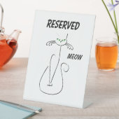 Slinky Black Cat Meow Custom Text Green Eyes Reclamebord Met Voetstuk (Insitu)