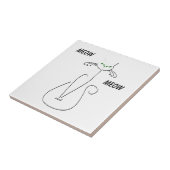 Slinky Black Cat Meow Custom Text Green Eyes Tegeltje (Zijkant)