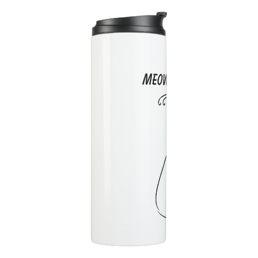 Slinky Black Cat Meow Custom Text Green Eyes Thermosbeker (Gedraaid links)