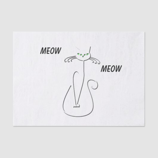 Slinky Black Cat Meow Custom Text Green Eyes Tissuepapier (Voorkant)