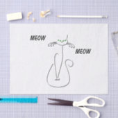 Slinky Black Cat Meow Custom Text Green Eyes Tissuepapier (Craft)