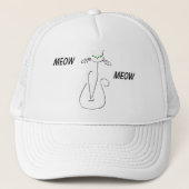 Slinky Black Cat Meow Custom Text Green Eyes Trucker Pet (Voorkant)