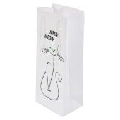 Slinky Black Cat Meow Custom Text Green Eyes Wijn Cadeautas (Voorkant Gekanteld)