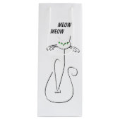 Slinky Black Cat Meow Custom Text Green Eyes Wijn Cadeautas (Voorkant)