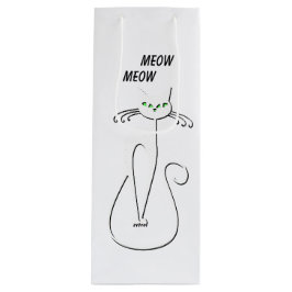Slinky Black Cat Meow Custom Text Green Eyes Wijn Cadeautas