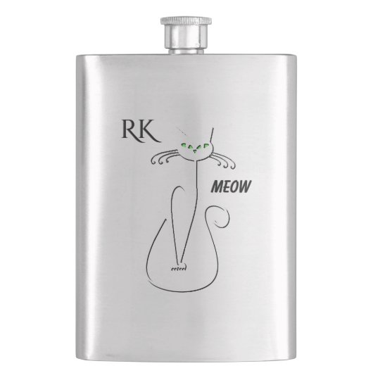 Slinky Black Cat Meow Meow Green Eyes Monogram Flacon (Voorkant)