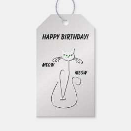 Slinky Black Cat Meow Meow Green Eyes on silver Cadeaulabel