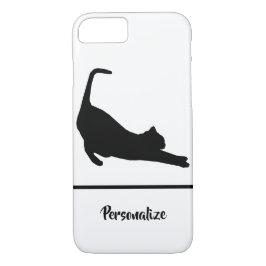 Slinky Black Cat Stretches Silhouette Personaliser iPhone 8/7 Hoesje