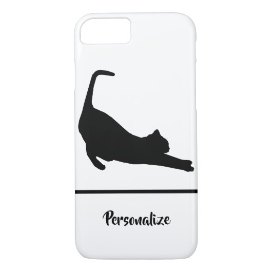 Slinky Black Cat Stretches Silhouette Personaliser Case-Mate iPhone Case (Achterkant)