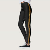 Slinky Leopard Fur Trendy Side Stripe op zwart Leggings (Links)