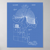 Slinky Speelgoed 1946 Patent Art - Blauwdruk Poster (Voorkant)
