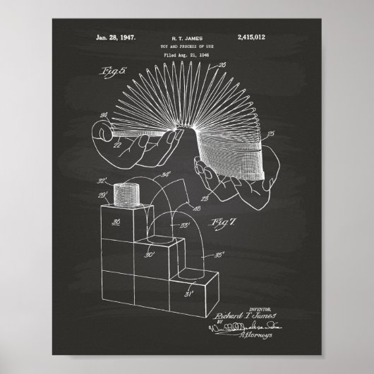 Slinky Speelgoed 1946 Patent Art - Chalkboard Poster (Voorkant)