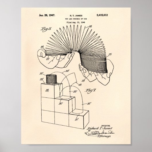 Slinky Speelgoed 1946 Patent Art - Old Peper Poster (Voorkant)