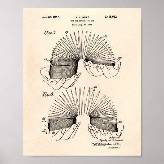 Slinky Speelgoed 1946 Patent Art - Old Peper Poster (Voorkant)