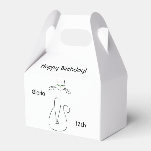 Slinky Zwart Kat Verjaardag Custom Tekst Groene Og Bedankdoosjes (Voorkant Zijde)