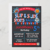 Slip and Slide Sport Verjaardags Bash Rood Wit Bla Kaart (Voorkant)