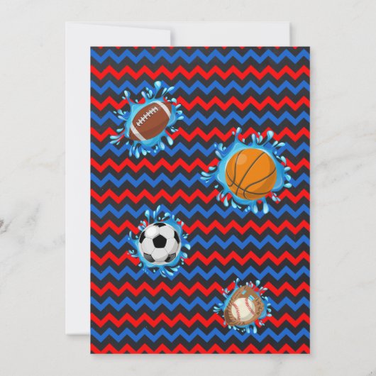 Slip and Slide Sport Verjaardags Bash Rood Wit Bla Kaart (Achterkant)