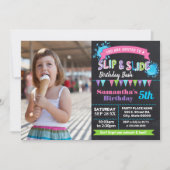 Slip and slide verjaardag bash roze Krijtbord foto Kaart (Voorkant)