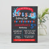 Slip and Slide Zomer Verjaardags Bash Rood Wit Bla Kaart (Staand voorkant)