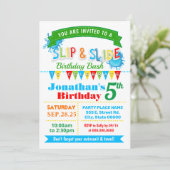 Slip en dia verjaardag bash primaire kleuren parti kaart (Staand voorkant)