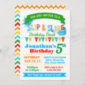 Slip en dia verjaardag bash primaire kleuren parti kaart (Voorkant / Achterkant)