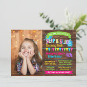Slip en Slide Hot Pink verjaardagsdagsfoto Kaart (Staand voorkant)