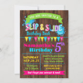 Slip en Slide Hot Pink verjaardagsfeestje zomer Kaart (Voorkant)