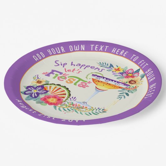 Slip Happens! Laten we FIESTA Vieren Aangepast Papieren Bordje (Gekanteld)