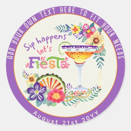 Slip Happens! Laten we FIESTA Vieren Aangepast Ronde Sticker (Voorkant)