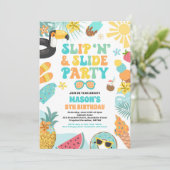 Slip 'n' Slide Splash Pad Zomer Verjaardagsfeest Kaart (Staand voorkant)